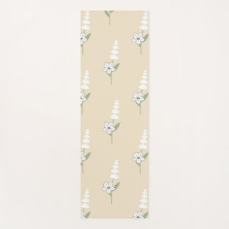 Tapete De Yoga Padrão Botânico Boêmico Floral Beige