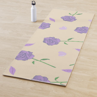 Tapete De Yoga Padrão Botânico do Boho Rosa púrpura bege