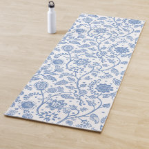 Padrão Botânico Floral Branco Azul Caprichoso Boho
