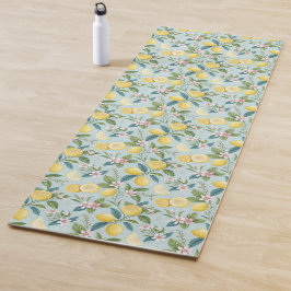 Tapete De Yoga Padrão Botânico Floral de Limão Fresco