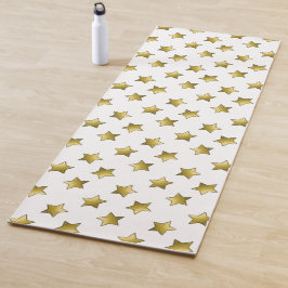 Tapete De Yoga Padrão branco das estrelas douradas Elegantes