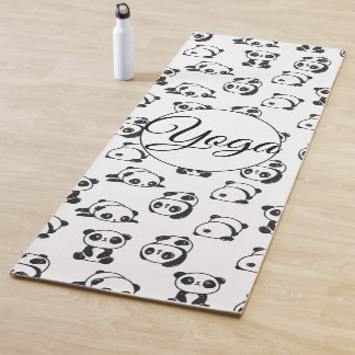 Tapete De Yoga Padrão Branco e Preto do Urso Panda Bonito (1 lado
