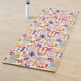 Tapete De Yoga Padrão Colorido Matisse Formas Botânicas Abstratas
