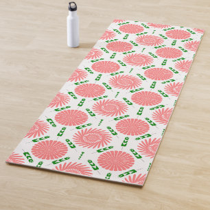 Tapete De Yoga padrão com flores rosa