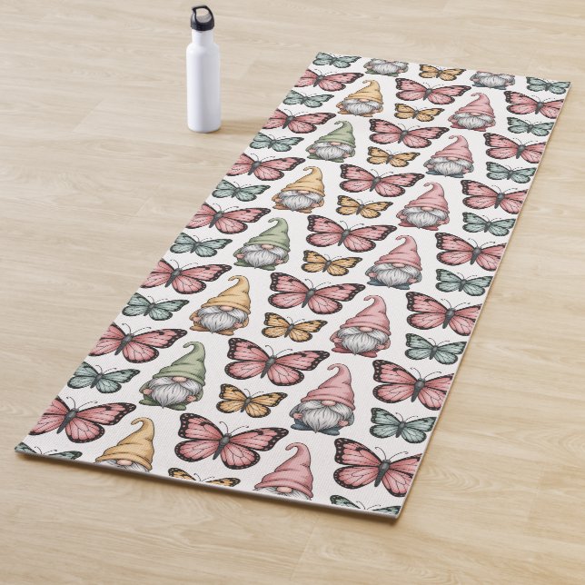 Tapete De Yoga Padrão contínuo com Gnomos e Borboletas (In Situ)
