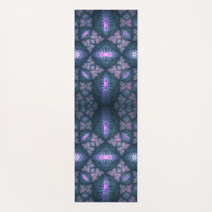 Tapete De Yoga Padrão de Arte Fractal 3D Turquesa Roxo Rosa
