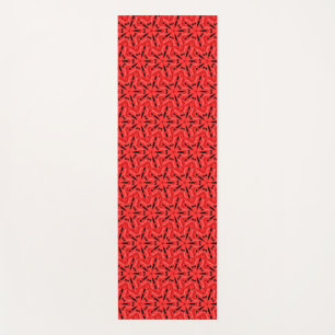 Tapete De Yoga Padrão de arte geométrico preto vermelho escarlate
