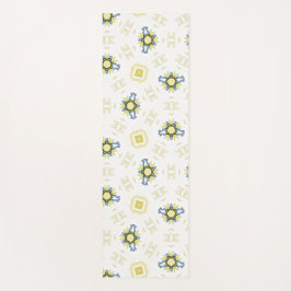 Tapete De Yoga Padrão de Azulejo Floral em Aquarela Suave