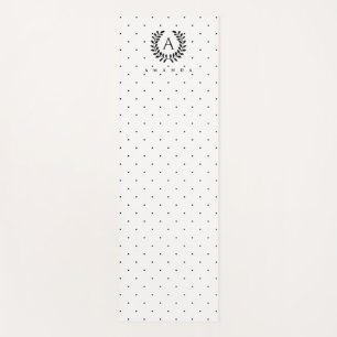 Tapete De Yoga Padrão de Bolinhas com Monograma de Louro Preto e