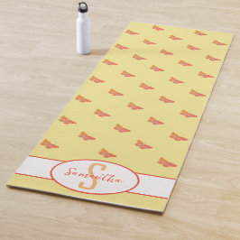Tapete De Yoga Padrão de borboleta Amarelo Monograma Girly Modern