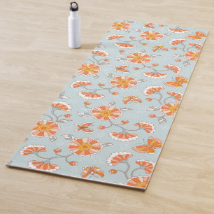 Tapete De Yoga Padrão de Borboleta Flor de Vintagem Cuta