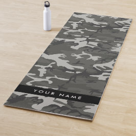 Tapete De Yoga Padrão de Camuflagem Cinza, Seu nome, Personalizar