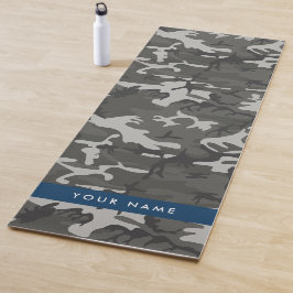 Tapete De Yoga Padrão de Camuflagem Cinza, Seu nome, Personalize