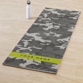 Tapete De Yoga Padrão de Camuflagem Cinza, Seu nome, Personalize
