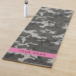 Tapete De Yoga Padrão de Camuflagem Cinza, Seu nome, Personalize