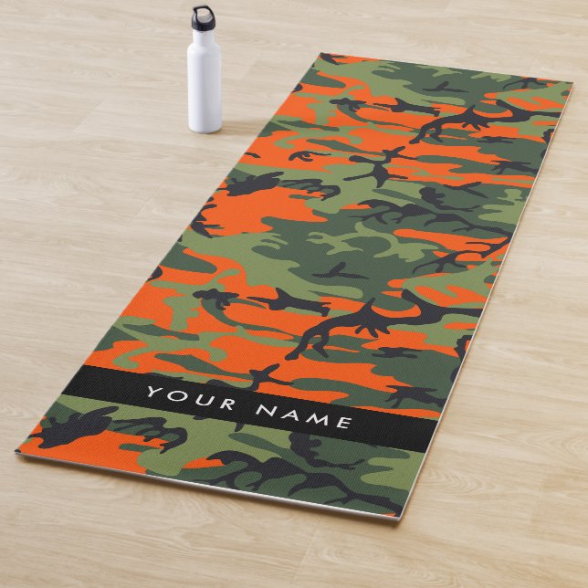 Tapete De Yoga Padrão de Camuflagem Laranja, Seu nome, Personaliz (In Situ)