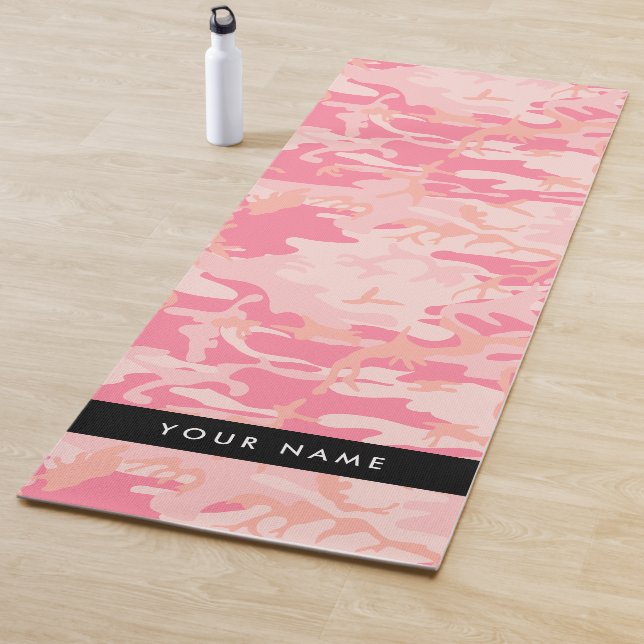 Tapete De Yoga Padrão de Camuflagem Rosa, Seu nome, Personalize (In Situ)