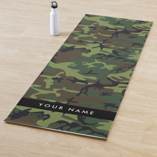 Tapete De Yoga Padrão de Camuflagem Verde, Seu nome, Personalizar (In Situ)