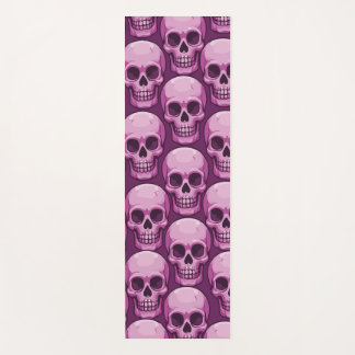 Tapete De Yoga Padrão de Caveira Rosa – Design Ousado e Repetitiv