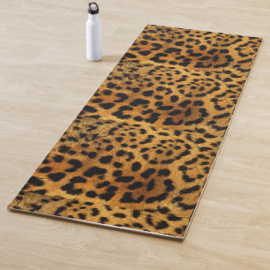 Tapete De Yoga padrão de chic do animal marrom impressão leopar