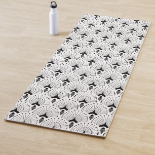 Tapete De Yoga Padrão de deco de arte preto e branco