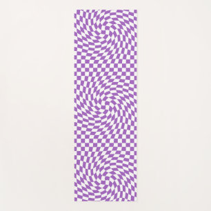 Tapete De Yoga Padrão de Desktop Checkering Roxo e Branco
