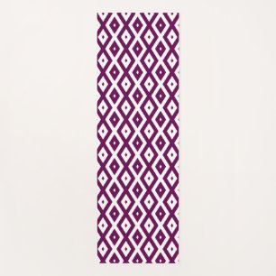 Tapete De Yoga Padrão de diamante branco e roxo de ameixa