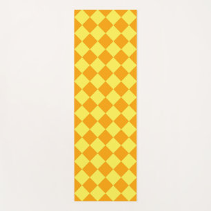 Tapete De Yoga Padrão de Diamante do Verificador Amarelo Laranja