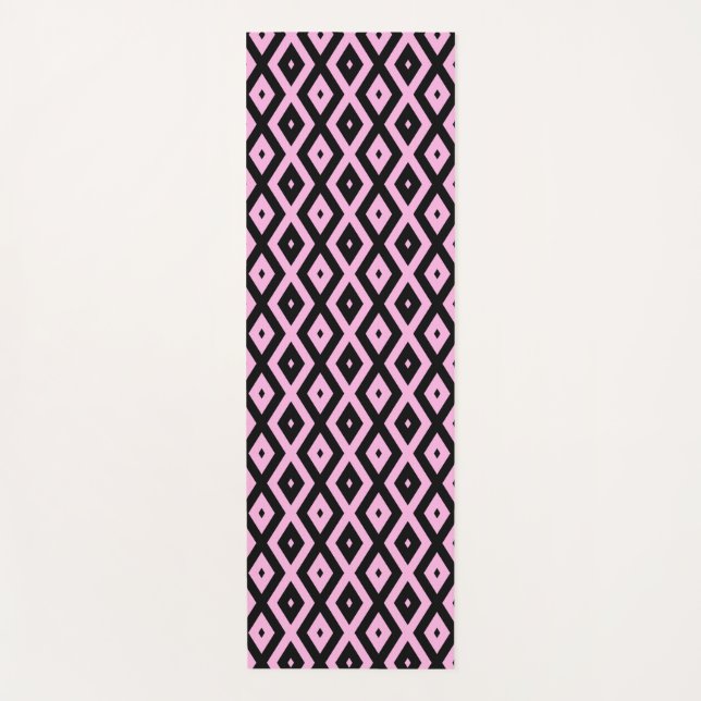 Tapete De Yoga Padrão de diamante rosa pálido e preto (Frente)
