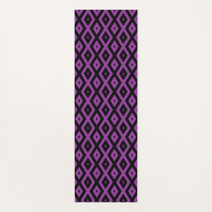 Tapete De Yoga Padrão de diamante roxo e preto