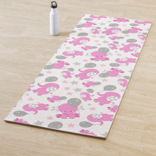 Tapete De Yoga Padrão De Elefantes Rosa, Elefantes Cutes, Estrela