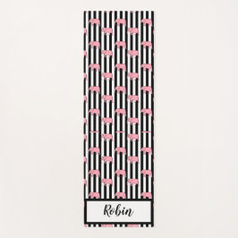 Tapete De Yoga Padrão de Elefantes Rosa Pessoais para ela