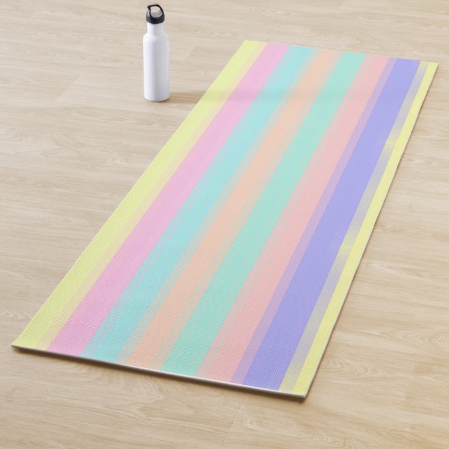 Tapete De Yoga Padrão de Faixa Verde Azul Amarelo (In Situ)