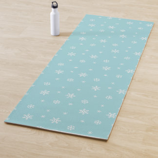 Tapete De Yoga Padrão de Floco de Neve Ciano de Feriado