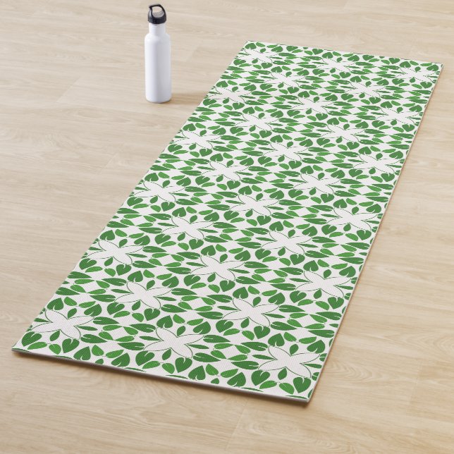 Tapete De Yoga Padrão De Folha, Padrão De Folhas, Folhas Verdes (In Situ)