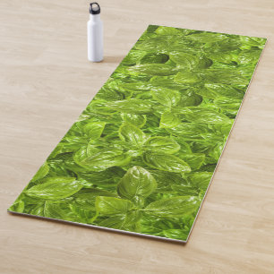 Tapete De Yoga Padrão de Folhas de Basil
