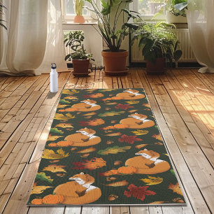 Tapete De Yoga Padrão de folhas de outono da raposa vermelha bolo