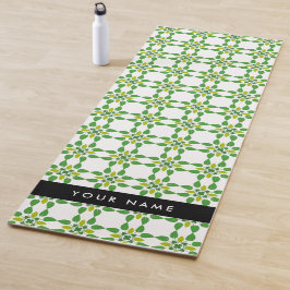 Tapete De Yoga Padrão de Folhas, Folhas Verdes, Seu Nome