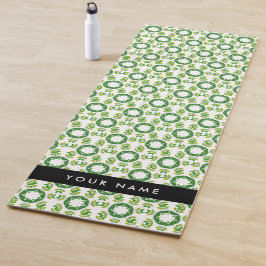 Tapete De Yoga Padrão de Folhas, Folhas Verdes, Seu Nome