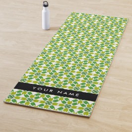 Tapete De Yoga Padrão de Folhas, Folhas Verdes, Seu Nome