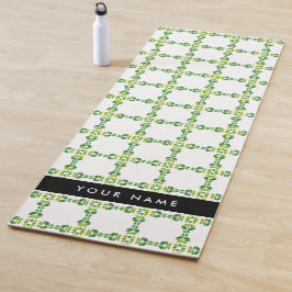 Tapete De Yoga Padrão de Folhas, Folhas Verdes, Seu Nome