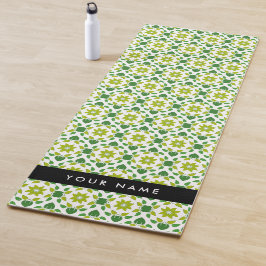 Tapete De Yoga Padrão de Folhas, Folhas Verdes, Seu Nome