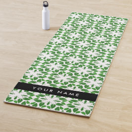Tapete De Yoga Padrão de Folhas, Folhas Verdes, Seu Nome
