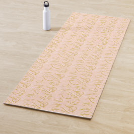 Tapete De Yoga Padrão de folhas rosa e ouro