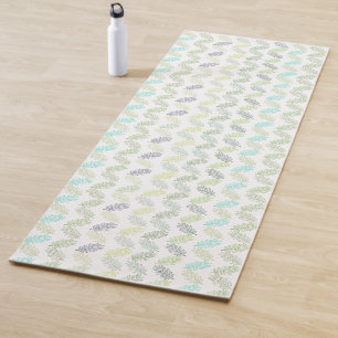 Tapete De Yoga Padrão de Folhas Tropicais Botânicas de Verde Eleg