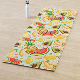 Tapete De Yoga Padrão de Frutas de Verão Fresco