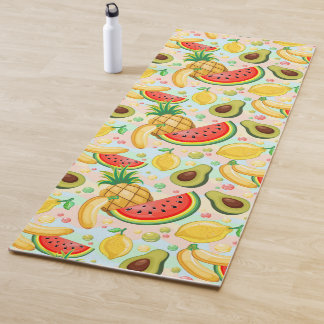 Tapete De Yoga Padrão de Frutas de Verão Fresco