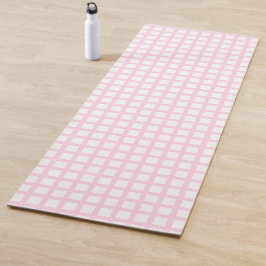 Tapete De Yoga Padrão de grade quadrada rosa claro branco