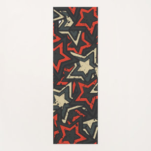 Tapete De Yoga Padrão de Grunge Legal das estrelas Vermelhas Mode