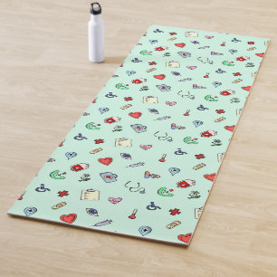 Tapete De Yoga Padrão de Ícone Médico Bonito